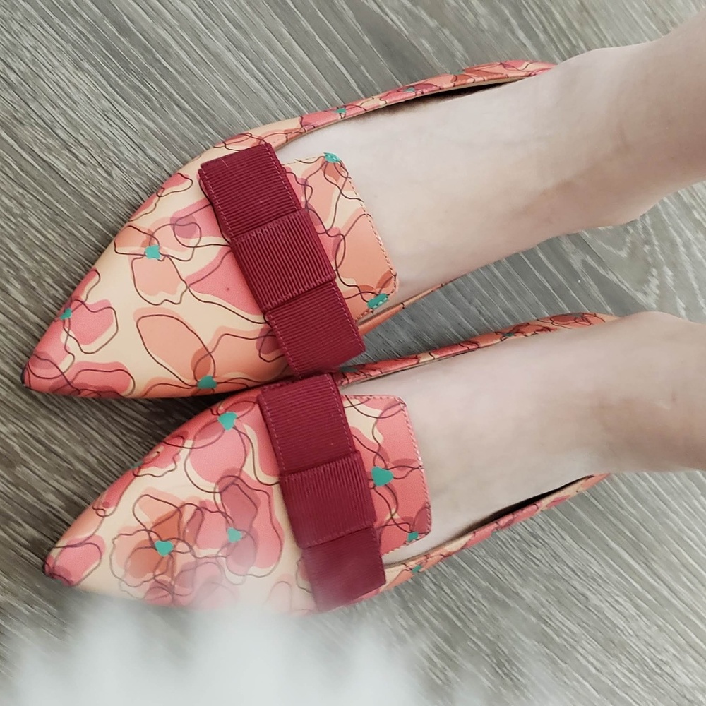 jimmy choo flat floral printed calf skin